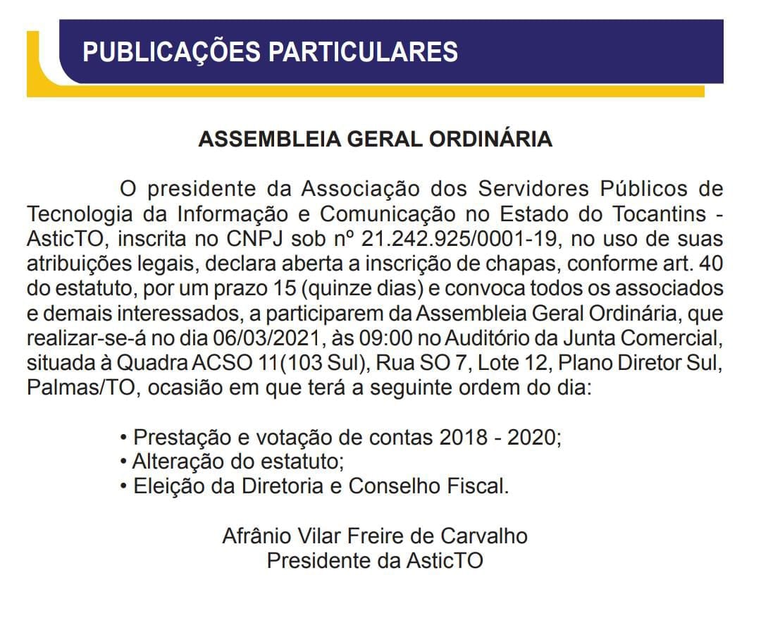 Assembleia Geral Ordinária 2021 (Suspensa)